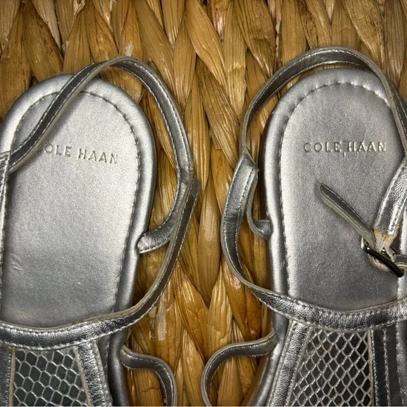 Cole Haan Silver Leather Sandals - Picture 2 of 16